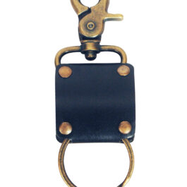 Genuine Leather Key Ring Black w/Antique Fitting