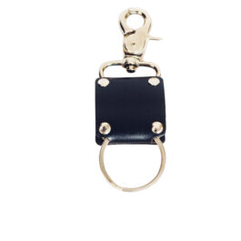 Genuine Leather Key Ring Black w/Bright Fitting